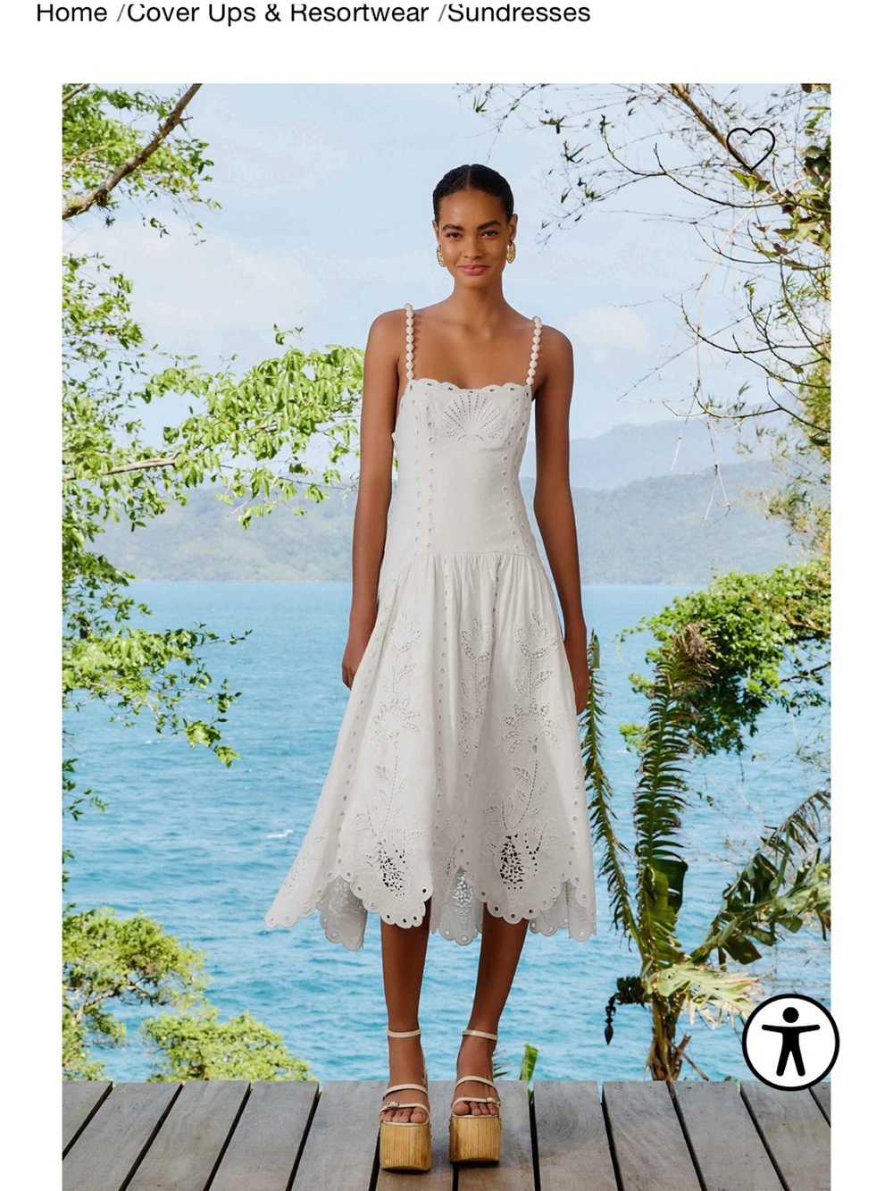 FARM Rio Off-White Richilieu Midi Dress